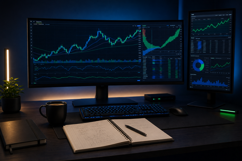 Trading desk setup for the MVP Trading 50K Starter Eval challenge.